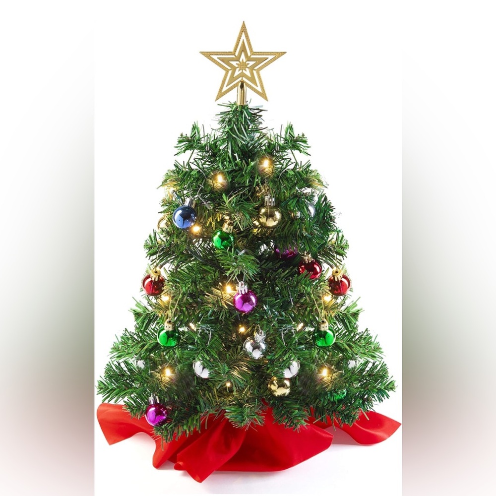 Prextex 22” Tabletop Christmas Tree w/ LED Lights Ornaments Star Topper - New